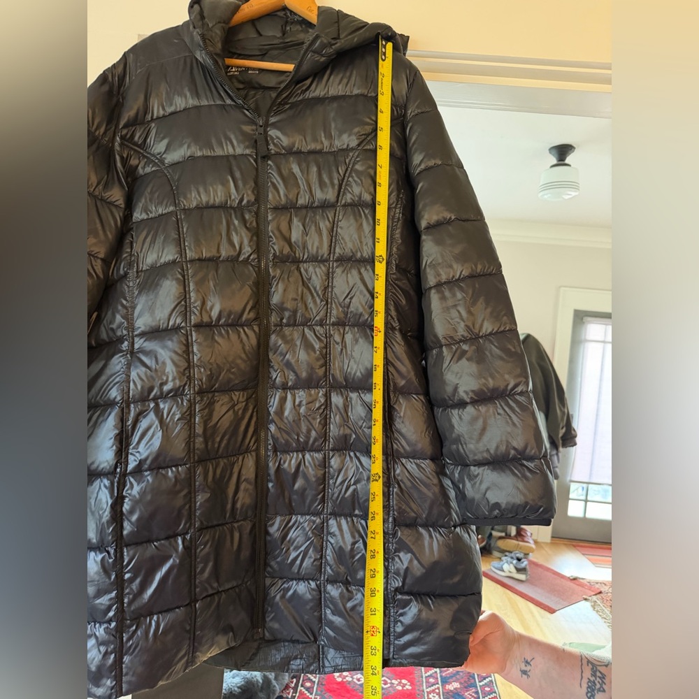 Aventura Women’s Black Long Puffer Coat XXL Hooded Lightweight Quilted Jacket - Picture 11 of 12